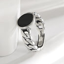 Anel de prata esterlina 925 com ágata natural que nunca desbota, estilo hip-hop, anel Unisex