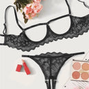 Conjunto de 2 peças Mostrando Seios, Tela de Cor Sólida, Conjunto de Lingerie Sexy Transparente