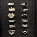 Anel de prata esterlina 925 com ágata natural que nunca desbota, estilo hip-hop, anel Unisex