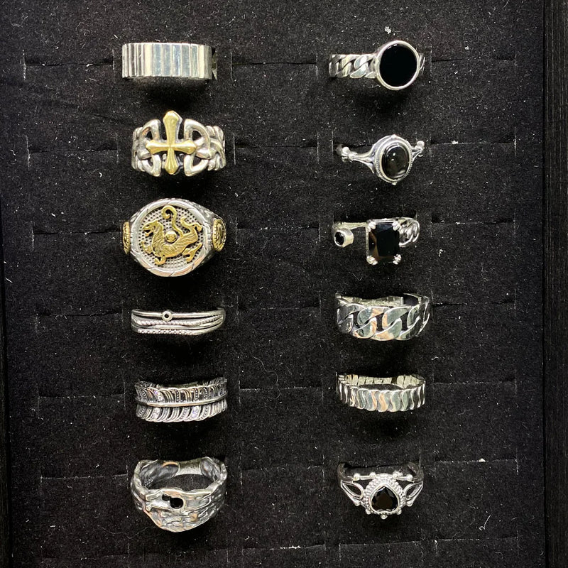 Anel de prata esterlina 925 com ágata natural que nunca desbota, estilo hip-hop, anel Unisex