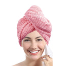 Toalha de cabelo de cor sólida, texturizada para secar cabelo, 25,5 cm x 9,8 cm, toalha absorvente para prender no cabelo com botão