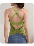 Conjunto de 2 Peças com Almofada no Peito, para Corrida e Treinamento, Top Esportivo Sem Mangas, com Costas Bonitas