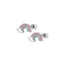 Brincos de Pino com Fecho de Parafuso em Zircônia Cúbica de Aço Inoxidável 316L 2/12pcs, Borboleta Coração Arco-Íris Gato Flor Brincos de Cartilagem