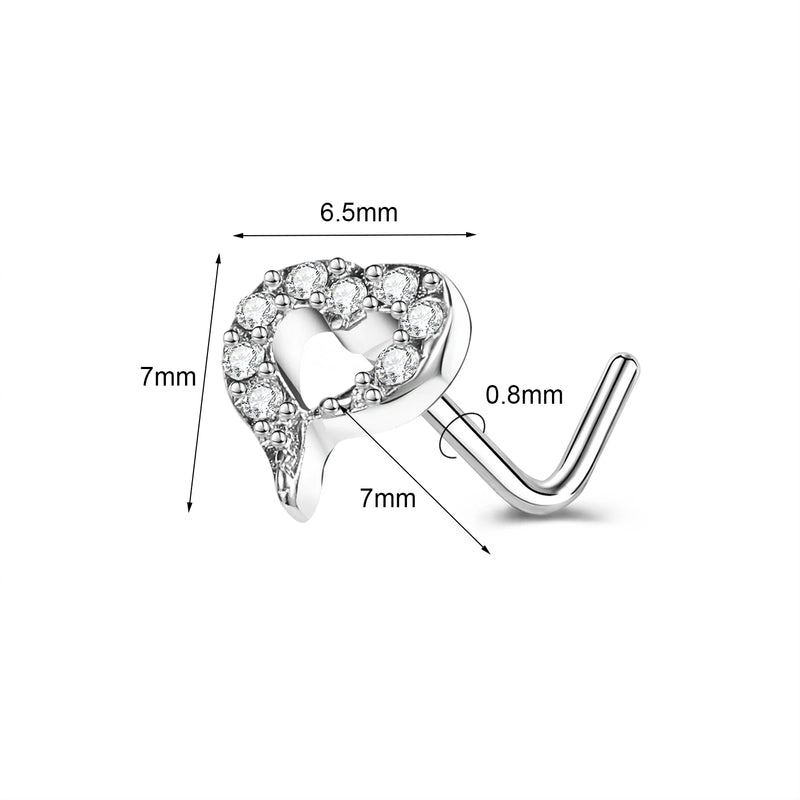 1PC Joia de Piercing de Nariz de Cobre para Mulheres Stud de Cristal com Flor, Olho, Opala, Coração e Lua Piercings Corporais