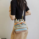 Conjunto de 2 Peças Bolsa Transversal Praia Bolsas de Ombro de Verão Coloridas de Palha