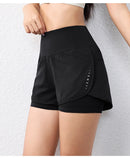 Shorts feminino de secagem rápida, cintura elástica, shorts esportivos ativos com bolsos