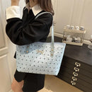 Bolsa de Ombro Feminina com Estampa de Laço Fashionista; Bolsa de Mão de Grande Capacidade