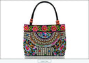 Bolsa de Ombro Feminina Bordada Pequenas Estilo Nacional Floral Bordado de Mão com Alça Superior Bordadas com Miçangas Bolsa com Aba