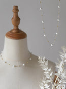 Colar Feminino de Corrente Artesanal com Pérola de Vidro Coreano Banho de Ouro 18K em Aço Inoxidável