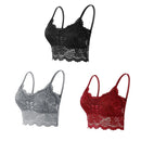Kit 03 peças Sutiãs de Renda Feminino Top Confortável Bralette Cor Sólida Lingerie Sexy Colete Feminino Vazado Sem Arame Sutiã Sem Costura