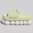 Chinelos Femininos de Plataforma Grossa Verão Palmilha Macia Eva Nuvem Chinelos Femininos com Estampa de Letras Antiderrapantes para Casa