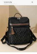 Mochila com Bordado Matelassê  Novo Estilo Coreano Versátil de Grande Capacidade, Bolsa de Ombro de Couro Resistente à Água