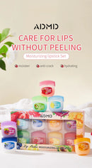 Conjunto de 8 unidades/caixa de Bálsamo Labial de Frutas Hidratante Base Anti-Ressecamento Cuidado da Pele dos Lábios