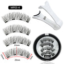 4 Cílios Magnéticos feitos à mão 3D naturais, cílios postiços magnéticos 4 unidades reutilizáveis, conjunto de pinças e ferramentas de maquiagem