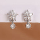 Brincos Longos com Duas Correntes e Pingente de Tassel  Aço Inoxidável Coreano com Zircônia, para Piercing