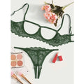 Conjunto de 2 peças Mostrando Seios, Tela de Cor Sólida, Conjunto de Lingerie Sexy Transparente