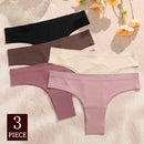 KIT 3 Peças Calcinhas Maillard Sem Costura Ultrafinas Calcinhas Brasileiras de Seda Gelada Sexy Tanga de Cintura Baixa Feminina Sólida