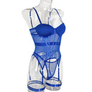 Conjunto de Lingerie de Malha de Luxo para Mulheres, Body Sem Costas, Conjunto de 3 Peças com Cinta-Liga, Vestidos Sensuais para Mulheres