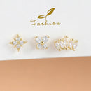 Conjunto de 3 Brincos de Argola com Zircônia , Simples, Redondos, Elegantes, Piercing Estético, Presente de Jóias