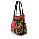Bolsa de Ombro Feminina Bordada Pequenas Estilo Nacional Floral Bordado de Mão com Alça Superior Bordadas com Miçangas Bolsa com Aba