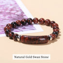 Pulseira de Charme em Barra Retangular de Olho de Tigre, Ametista e Pedra Natural , Cristal em Pó de Pedra Curativa, Joia de Chakra Bruta