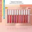 CAKAILA 10pcs/conjunto Gloss Labial Nude Fosco Aveludado Batom Líquido à Prova d'Água de Longa Duração Hidratante