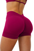 Shorts de Academia Feminino Cintura V Cintura Alta Roupas de Treino Fitness Yoga Corrida Levantamento de Glúteos Leggings