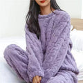 Conjunto de Pijama Quente de Jacquard de Veludo Coral Suave para Mulheres, Roupão Confortável para Inverno