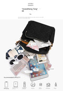 Mochila com Bordado Matelassê  Novo Estilo Coreano Versátil de Grande Capacidade, Bolsa de Ombro de Couro Resistente à Água