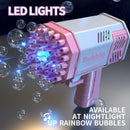 Máquina de Bolhas com 40 Furos Totalmente Automática para Sopragem de Bolhas com Luz, Máquina de Bolhas para Exterior sem Bateria e sem Água de Bolha