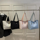 Bolsa de Ombro Feminina com Estampa de Laço Fashionista; Bolsa de Mão de Grande Capacidade