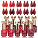 Conjunto de esmaltes em gel de 12ml Incluindo Kit de Esmaltes em Gel Vermelho, Rosa e Nude UV LED Removível para Casa DIY com Base e Top Coat