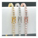 Pulseira EWYA em Prata Esterlina 925 com Moissanita 0,1ct 3mm D VVS1 Diamante com GRA para Mulheres, Brilhante, Festa de Casamento, Joia Fina