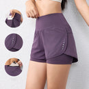 Shorts feminino de secagem rápida, cintura elástica, shorts esportivos ativos com bolsos