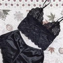 Roupa de dormir feminina Sexy de Renda Lingerie Sem Mangas Decote em V Babydoll Pijamas