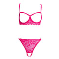 Conjunto de 2 peças Mostrando Seios, Tela de Cor Sólida, Conjunto de Lingerie Sexy Transparente