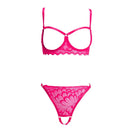 Conjunto de 2 peças Mostrando Seios, Tela de Cor Sólida, Conjunto de Lingerie Sexy Transparente