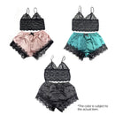 Conjunto de Pijama Feminino 2 Peças em Renda – Top de Tule com Alças & Shorts Combinando, Pijama de Verão Respirável para Mulheres, Tamanhos Grandes Disponíveis