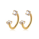 Brincos de Studs de Piercing Tragus Helix de Cristal CZ em Aço Inoxidável