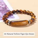 Pulseira de Charme em Barra Retangular de Olho de Tigre, Ametista e Pedra Natural , Cristal em Pó de Pedra Curativa, Joia de Chakra Bruta