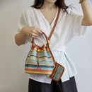 Conjunto de 2 Peças Bolsa Transversal Praia Bolsas de Ombro de Verão Coloridas de Palha