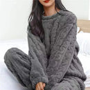 Conjunto de Pijama Quente de Jacquard de Veludo Coral Suave para Mulheres, Roupão Confortável para Inverno