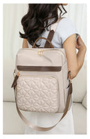 Mochila com Bordado Matelassê  Novo Estilo Coreano Versátil de Grande Capacidade, Bolsa de Ombro de Couro Resistente à Água