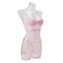 Conjunto de Lingerie de Malha de Luxo para Mulheres, Body Sem Costas, Conjunto de 3 Peças com Cinta-Liga, Vestidos Sensuais para Mulheres