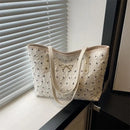 Bolsa de Ombro Feminina com Estampa de Laço Fashionista; Bolsa de Mão de Grande Capacidade