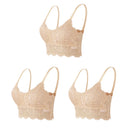 Kit 03 peças Sutiãs de Renda Feminino Top Confortável Bralette Cor Sólida Lingerie Sexy Colete Feminino Vazado Sem Arame Sutiã Sem Costura