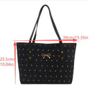 Bolsa de Ombro Feminina com Estampa de Laço Fashionista; Bolsa de Mão de Grande Capacidade