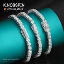 Pulseira KNOBSPIN  Moissanita Original, Prata Esterlina s925 Platinada com Ouro Branco 18k com GRA
