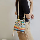 Conjunto de 2 Peças Bolsa Transversal Praia Bolsas de Ombro de Verão Coloridas de Palha