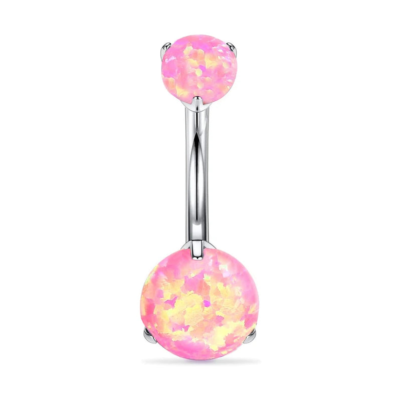 Anel de Umbigo de Titânio F136 com Três Garras 14g Cabeça Dupla Opala Joia Corporal de Piercing para Europa e Estados Unidos